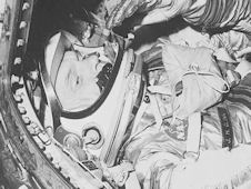 John Glenn training in capsule