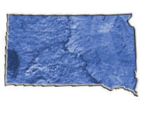 Map image of the state of South Dakota