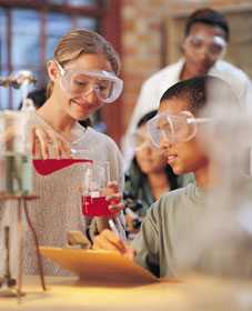 Students in a chemistry lab