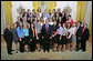 President George W. Bush stands with members of Brown University Women's Crew Championship Team Friday, Sept. 21, 2007, at the White House during a photo opportunity with the 2006 and 2007 NCAA Sports Champions. White House photo by Eric Draper