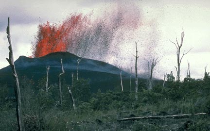 Photo of a volcano errupting.