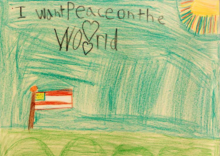 A child's illustration in remembrance of the one-year anniversary of September 11.