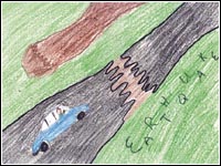A thumbnail of a child's illustration of what they learned to do in a disaster.