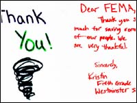 A child's thank you card to FEMA