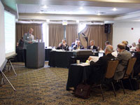 An engineer for the Yucca Mountain Project briefs members of the Nuclear Waste Technical Review Board. This Board is an independent federal agency chartered by Congress to evaluate the technical and scientific validity of Project studies and findings.