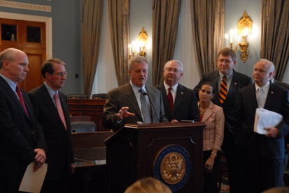 Picture: Chairman Peterson and several members at 5-17-07 Farm Bill press conference