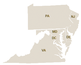 area map of the mid-atlantic region