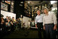 President George W. Bush and Japanese Prime Minister Junichiro Koizumi gaze at the awards that decorate the Racquetball Room during a tour of Graceland, the home of Elvis Presley, given by his former wife Priscilla Presley and their daughter Lisa-Marie Presley, Friday, June 30, 2006, in Memphis. White House photo by Shealah Craighead