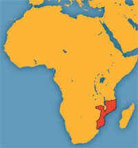 Africa, with Mozambique highlighted