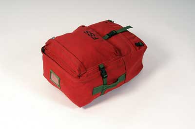 Figure 2—Photo of a red bag when full  may exceed weight or size limits set by commercial airlines.