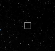 GRB 080607 exploded June 7, 2008, in the constellation Coma Berenices. The box indicates the sky area shown in the Swift image.