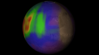 Visualization of a methane plume found in Mars’ atmosphere during the northern summer season.