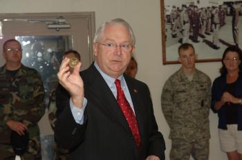 Randy presents Dyess personnel with Congressional Coin