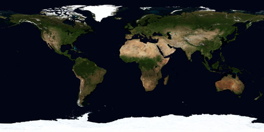 Earth's surface with topographic shading