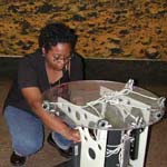 Engineer Ayanna Howard works on an intelligent rover.