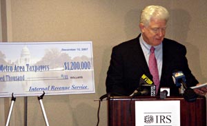 Rep. Moran holds a press conference to announce the names of Northern Virginians who are owed a tax refund from the IRS. Over 1,400 people are owed a total of $1.2 million in the Washington, D.C. region.