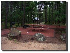 [Photo] of typical campsite at Blue Ridge Campground showing picnic table and tent pad.