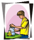 (Drawing of a man making juice)