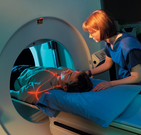man getting a CT scan