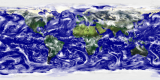 This image represents a one month sample (October 1983) of composite images from cloud cover data collected from a suite of U.S., European, and Japanese geostationary satellites and U.S. polar orbiting meteorological satellites.