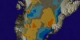 Zoom-down to the east coast of Greenland showing changes in ice thickness from 1993-1994 to 1998-1999 as measured by the Airborne Topographic Mapper