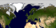 This animation shows the mean sea ice concentration in the northern hemisphere.  Each frame represents the mean value of a particular month from all years between 1979 and 2002.