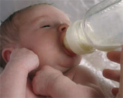 baby drinking formula