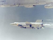 NB-52 launches the X-15A-2 with its ablative coating and external tanks.