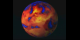 Rotating globe showing (in order) CERES radiative flux, MODIS surface reflectance, zooming down to the Atlantic Ocean north of the equator, CERES shortwave (albedo), and MISR data showing the dust cloud.