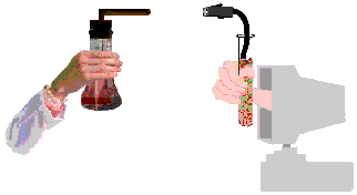 hand and beaker