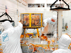 The CERES FM5 instrument in the clean room at Ball Aerospace.