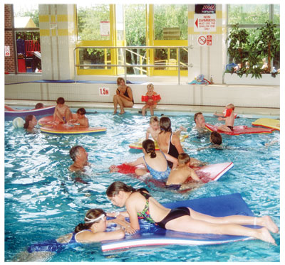 swimmers in pool