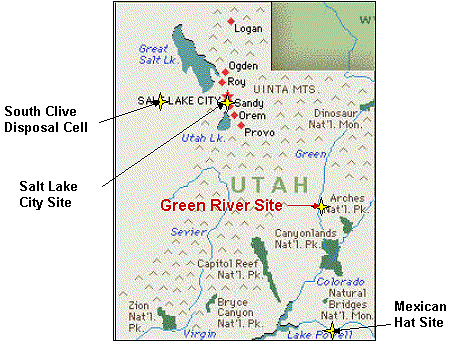 Map of Utah showing the location of the Green River Upgrading Plant. Having trouble? Call 202 586-8800 for help.