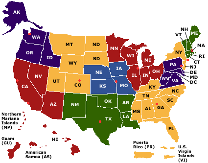 Map of the ten HUD regions