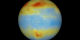 This visualization shows Aqua/AIRS mid-tropospheric carbon dioxide from July 2003. Low concentrations, 360 ppm, are shown in blue and high concentrations, 385 ppm, are shown in red. In the southern hemisphere, a belt of mid-tropospheric air containing enhanced concentrations of carbon dioxide emerged between 30 and 40 degrees south latitude. This belt had not previously been seen in any chemistry transport model.