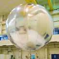 Venus Balloon Prototype - The Venus Balloon prototype undergoing inflation tests at JPL.