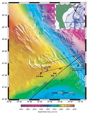 Bathymetric location map of the Blake Ridge study area