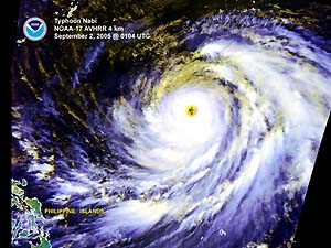 Satellite image of Typhoon Nabi on September 2, 2005