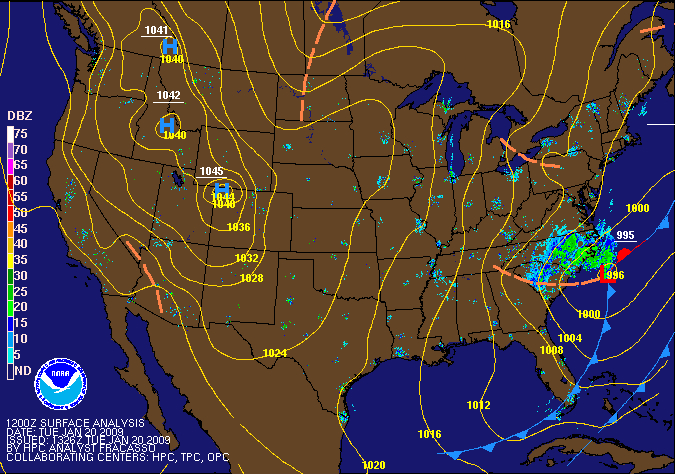 Latest U.S. Radar Mosaic with HPC Surface Analysis