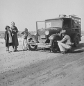 Drought refugee family from McAlester, Oklahoma. Arrived in California October 1936 to join the cotton harvest. Near Tulare, California.