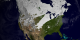 This image shows the continental snow cover in the Northern Hemisphere during the winter of 2001-02.