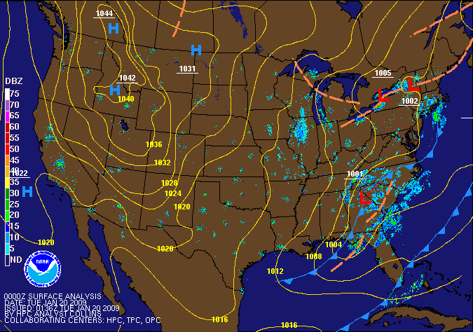 00Z U.S. Radar Mosaic with HPC Surface Analysis