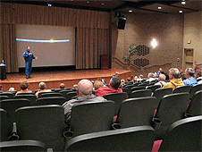 Watertown, SD – NASA Astronaut Mike Fossum speaks to members of the Watertown community.
