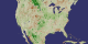 North America NDVI 2000 July Anomaly.  Green is more vegetation than average, brown is a deficit of vegetation with respect to the average.