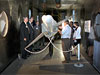Photo shows tour of supersonic wind tunnel.