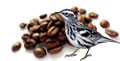 coffee beans and bird