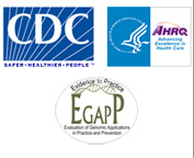 DCPC, AHRQ and EGAPP logos