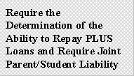 Require the Determination of the Ability to Repay PLUS Loans and Require Joint Parent/Student Liability