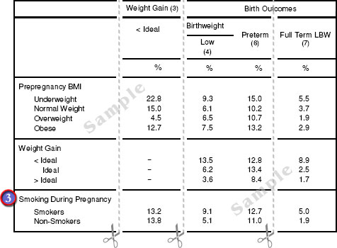 Sample: PNSS Table 13C Birth Outcome and Risk Factor Analysis