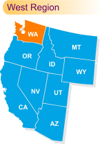Regional map with Washington State highlighted